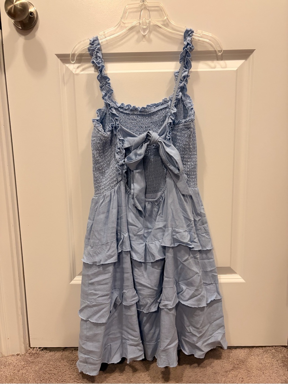 Lulu's Powder Blue Smocked Ruffle Sundress - Picture 2 of 3
